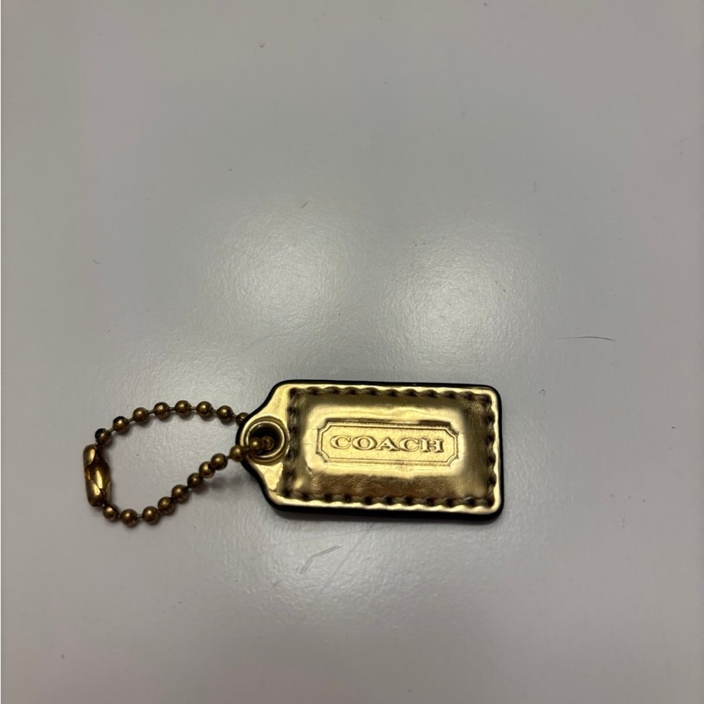Coach gold leather handbag charm or keychain hangtag - Picture 2 of 8